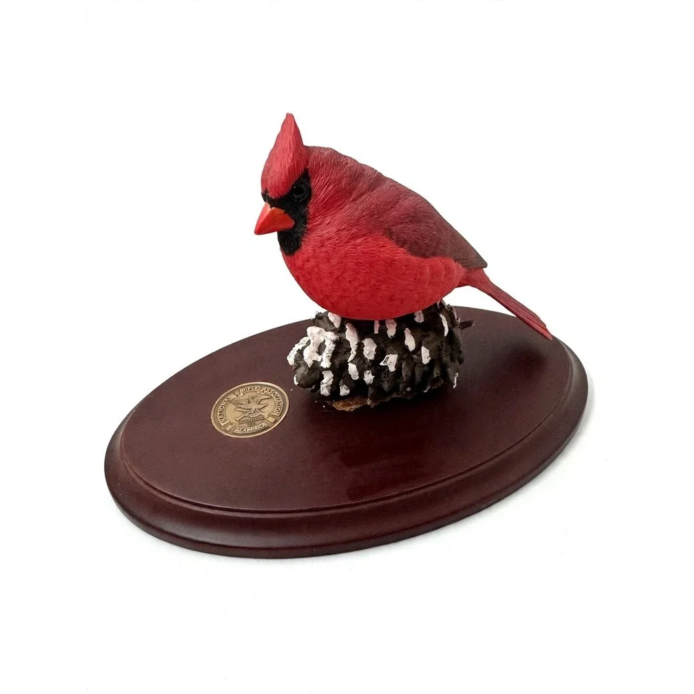 Collectible Cardinal Bird Figurine on Pinecone - NRA Commemorative Base